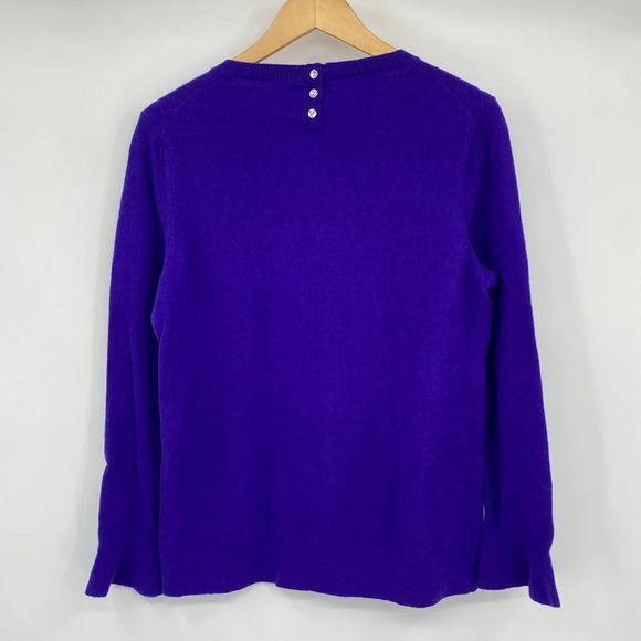 Talbots Pullover‎ Sweater Women Size Large Purple Lambswool Long Sleeve Knit - Picture 8 of 11